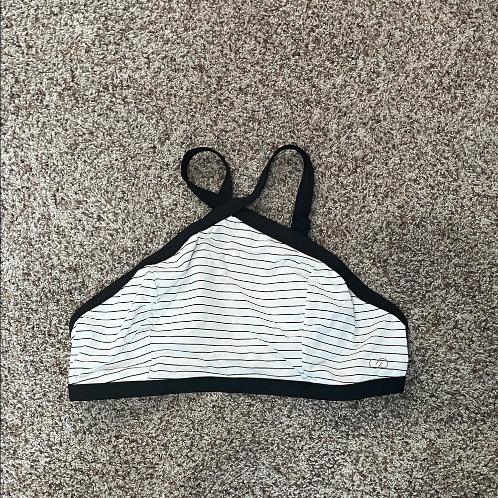 CALIA by Carrie Underwood Black and White Striped Bikini Top